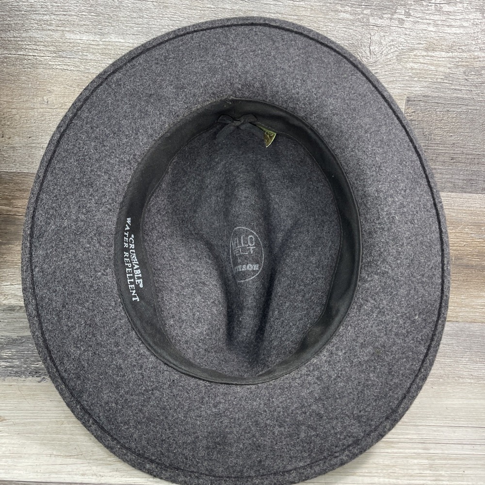 Stetson Mello Felt Crushable Water Repellent Hat 100% Wool Size XL Gray  USA - Picture 7 of 10